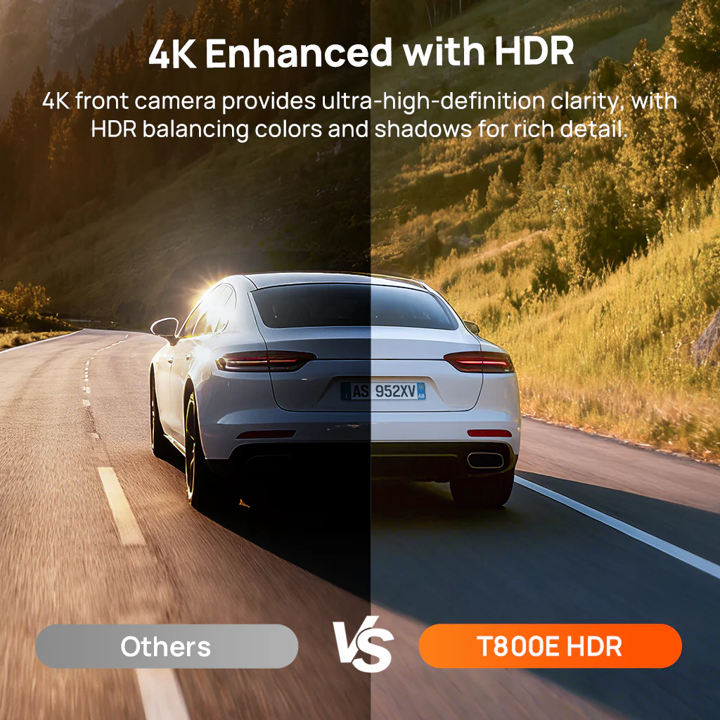 70mai Dash Cam 4K T800E, 3-Channel Front Interior Rear Car Camera, 4K HDR, Night Owl Vision, 24H Parking Surveillance & GPS - Image 3