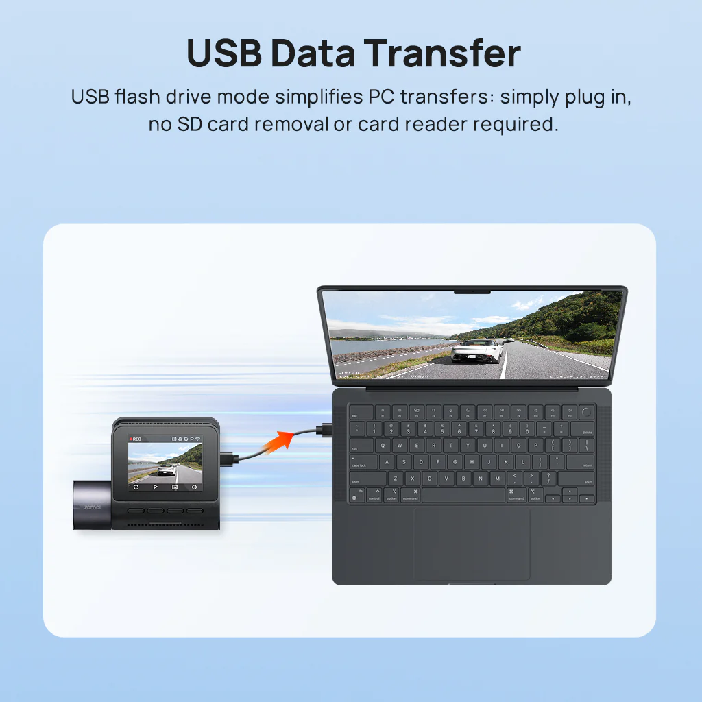 70mai Dash Cam A410 2.5K HDR Dual w/ GPS, Emergency Record, G-Sensor, App Control & Compact Design - Image 5