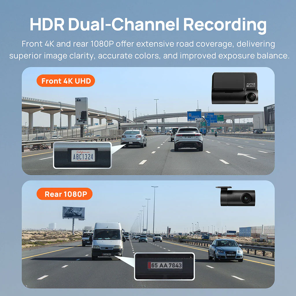 70mai Dash Cam 4K A810 with Sony STARVIS 2 IMX678, 4G LTE & Dual HDR Supported - Image 3