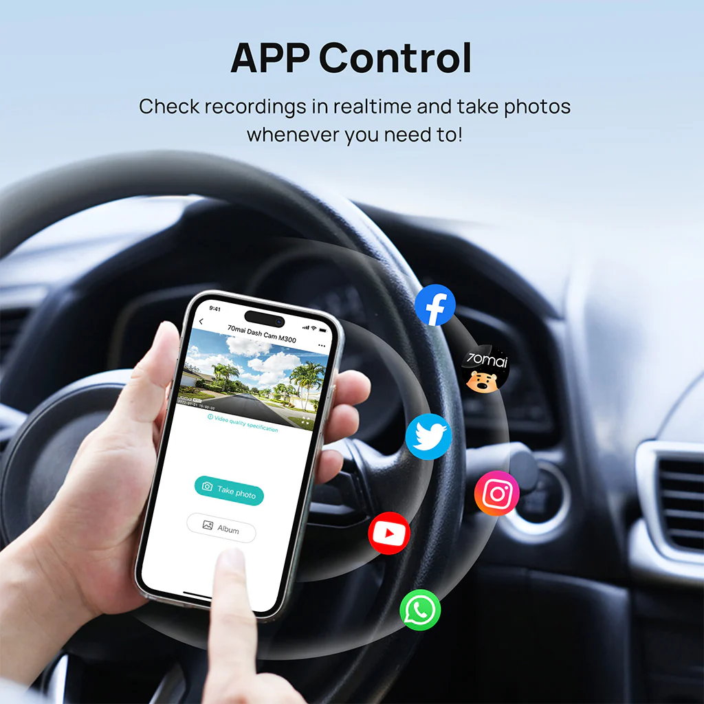 70mai Dash Cam M300 2K HD with Built-in LED Indicator - Image 6