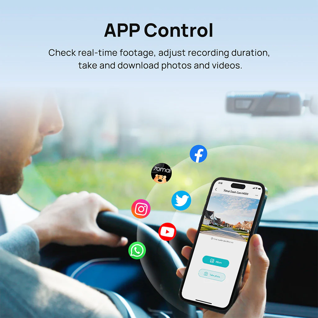 70mai Dash Cam M500 2.7K HD with Built-in eMMC, 170° FOV & HDR Recording - Image 12