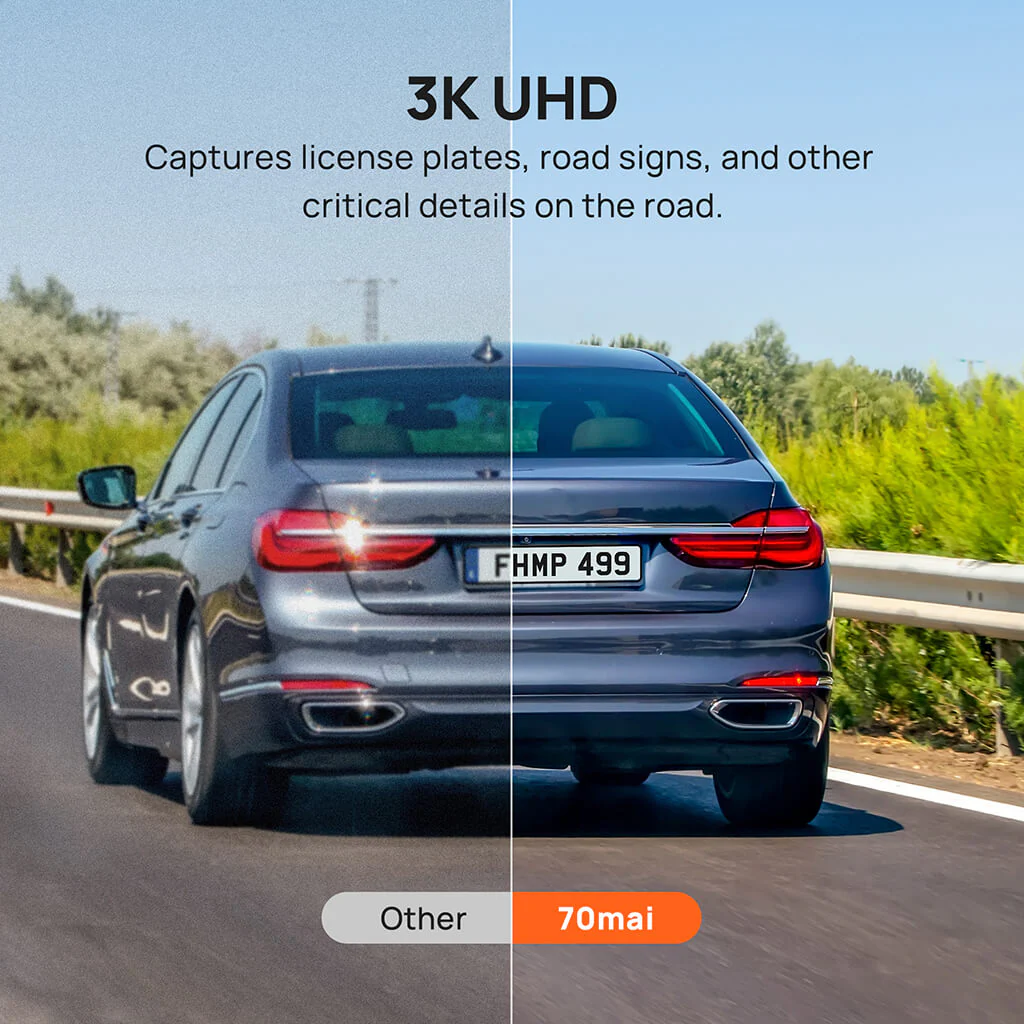 70mai Rearview Dash Cam S500 3K HDR with A 9-Inch Touch Screen & Super Capacitor - Image 12