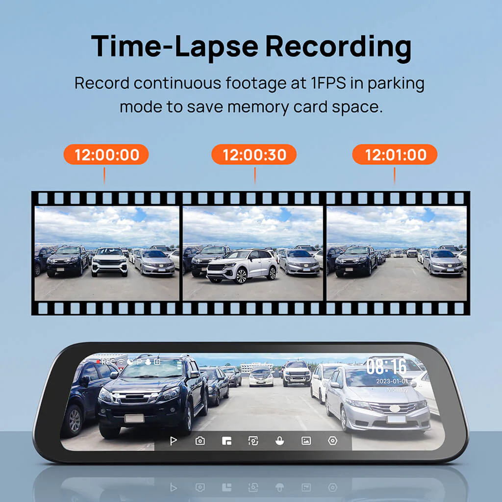 70mai Rearview Dash Cam S500 3K HDR with A 9-Inch Touch Screen & Super Capacitor - Image 4